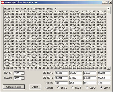 Figure 3. PC application that performs most of the computation for configuring the lamp.